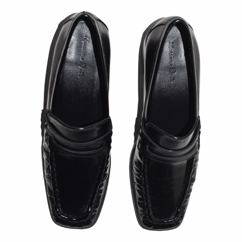 Massimo Dutti Black Patent Leather Penny Loafers